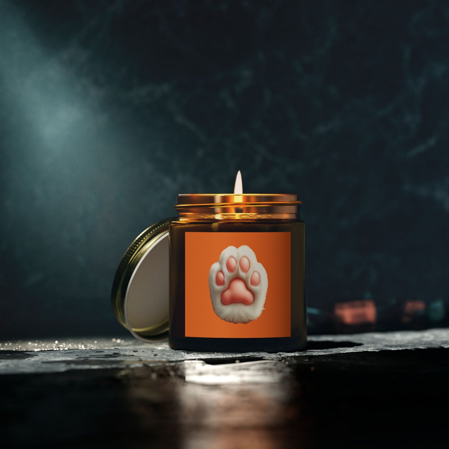 Pet Paw Print Scented Candle - Coconut Apricot Wax (4oz, 9oz)