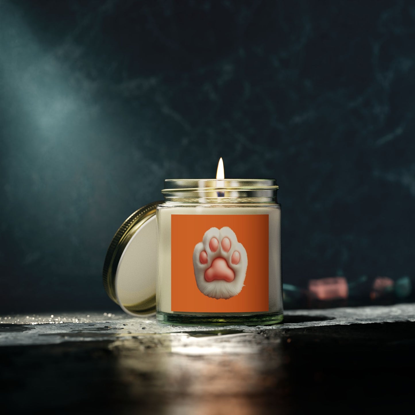 Pet Paw Print Scented Candle - Coconut Apricot Wax (4oz, 9oz)