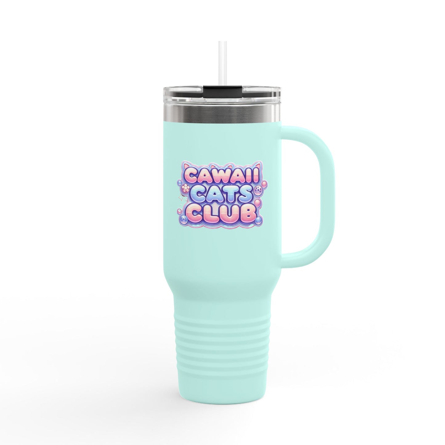 かわいい猫をテーマにした断熱トラベルマグ - 40オンス「Cawaii Cats Club」