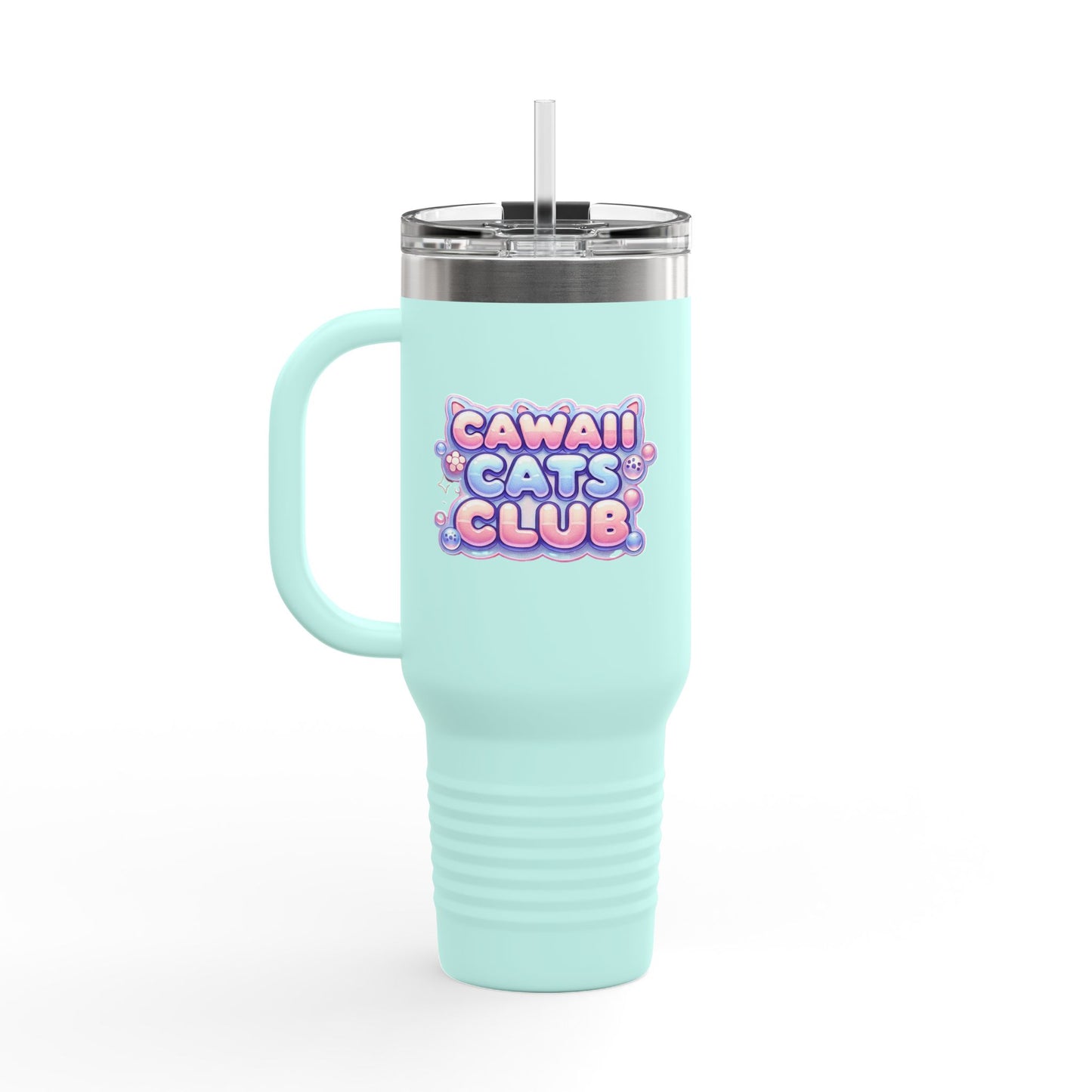 かわいい猫をテーマにした断熱トラベルマグ - 40オンス「Cawaii Cats Club」