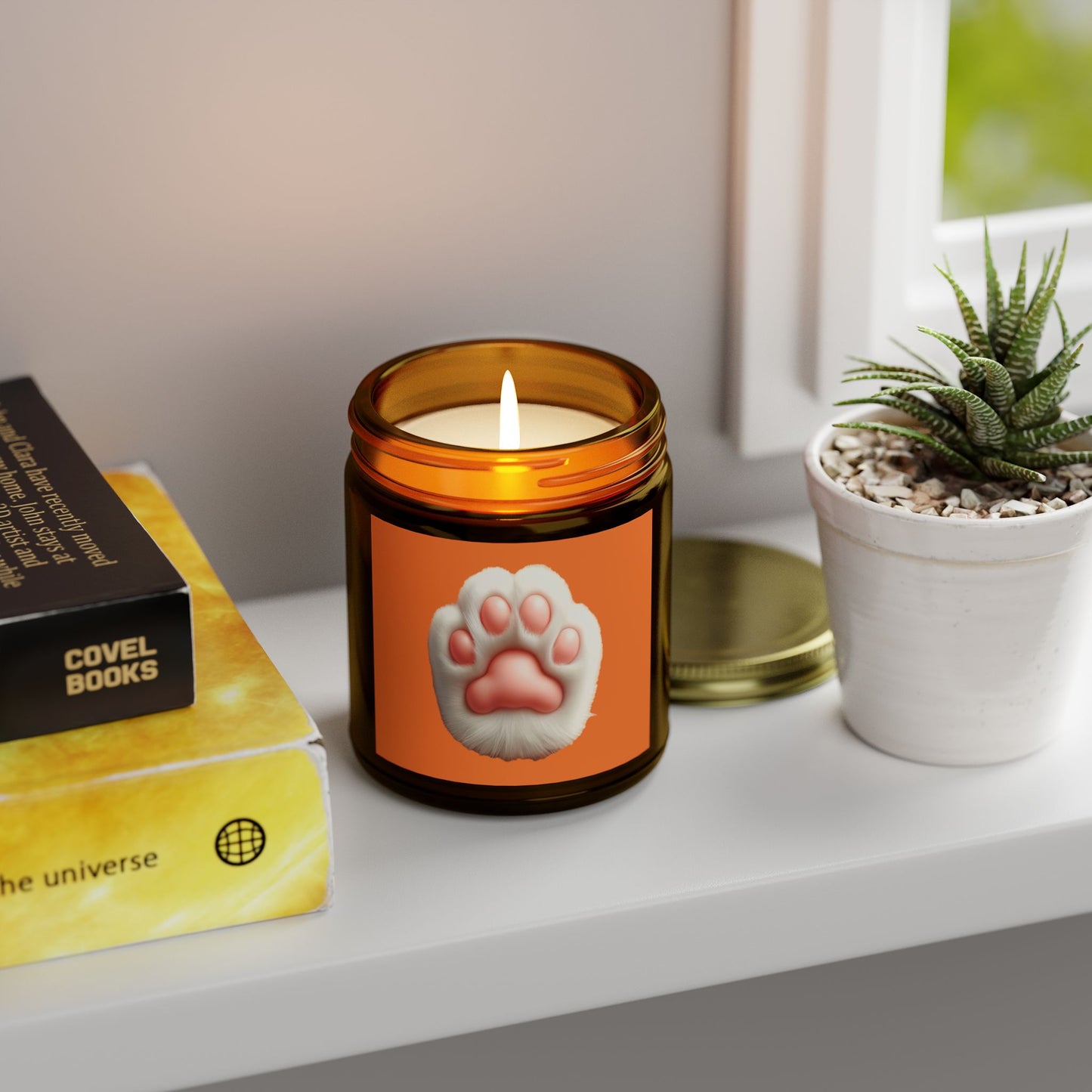 Pet Paw Print Scented Candle - Coconut Apricot Wax (4oz, 9oz)