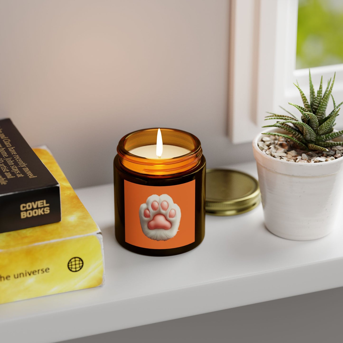 Pet Paw Print Scented Candle - Coconut Apricot Wax (4oz, 9oz)