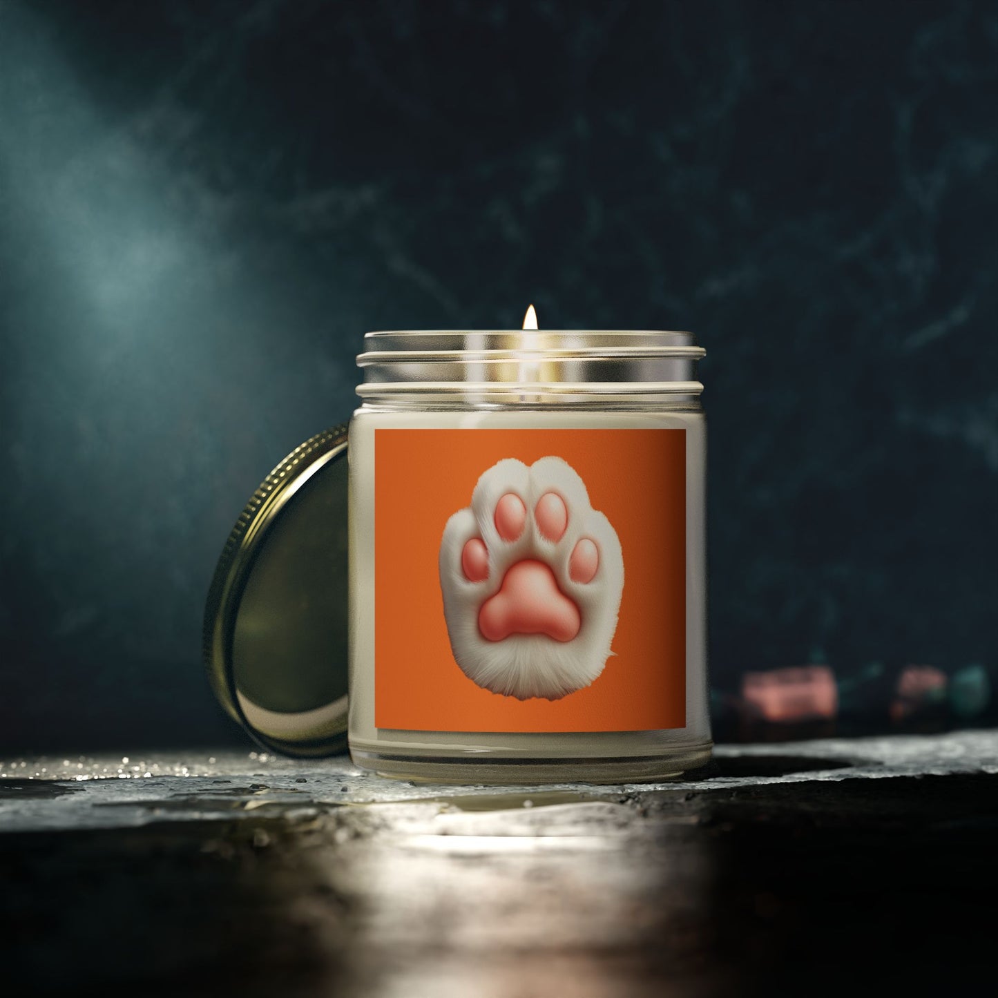 Pet Paw Print Scented Candle - Coconut Apricot Wax (4oz, 9oz)