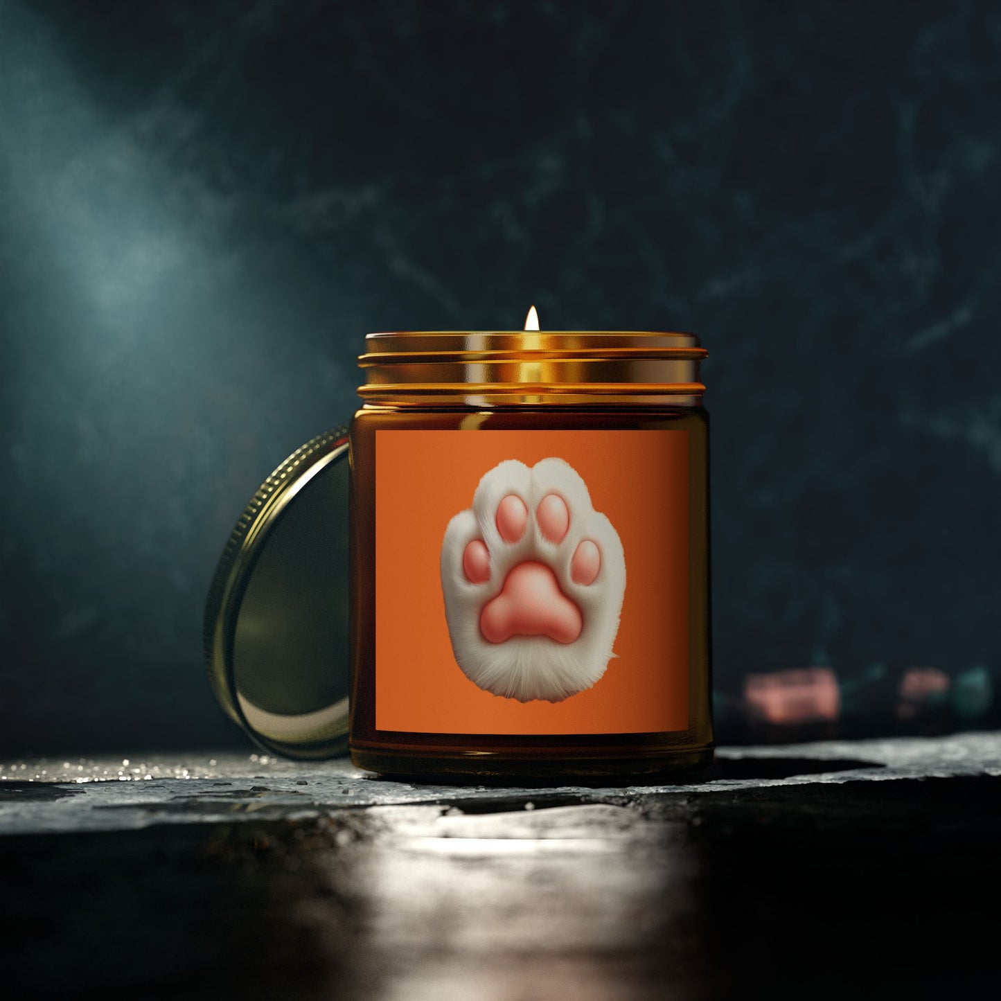 Pet Paw Print Scented Candle - Coconut Apricot Wax (4oz, 9oz)