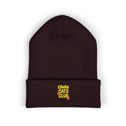 Cuffed Beanie - Cawaii Cats Club Embroidered Hat