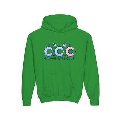 Cawaii Cats Club Youth Hoodie - Cute Cat-Themed Sweatshirt for Kids