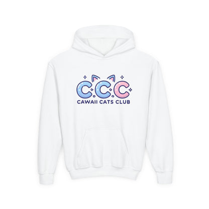 Cawaii Cats Club Youth Hoodie - Cute Cat-Themed Sweatshirt for Kids