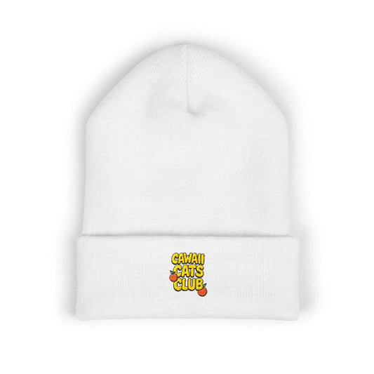 Cuffed Beanie - Cawaii Cats Club Embroidered Hat