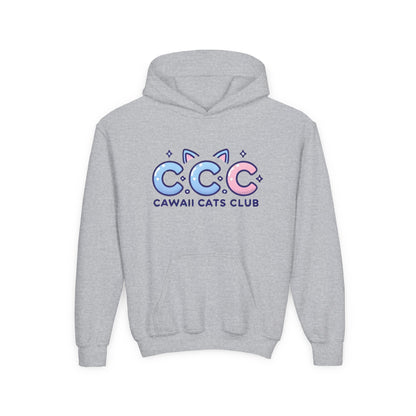 Cawaii Cats Club Youth Hoodie - Cute Cat-Themed Sweatshirt for Kids