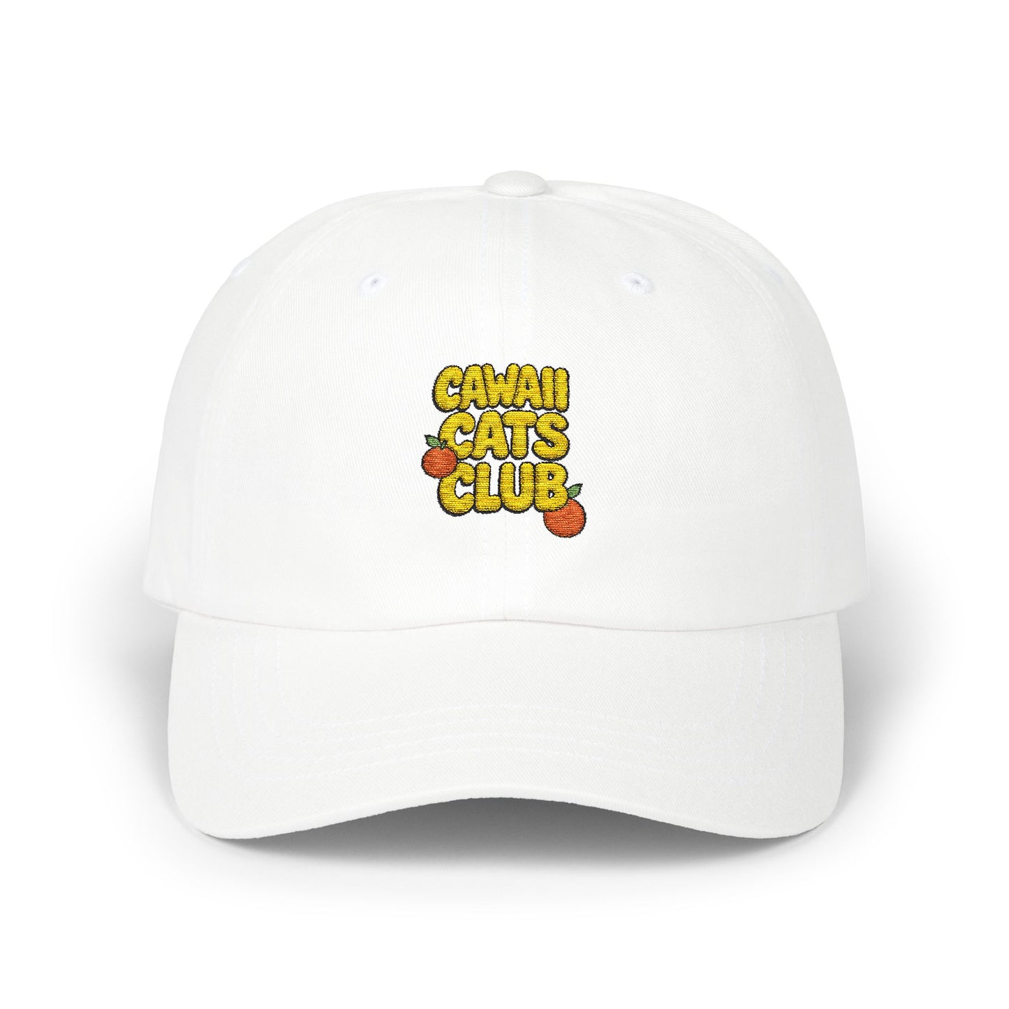 Cawaii Cats Club Classic Dad Cap - Trendy White Baseball Hat for Cat Lovers