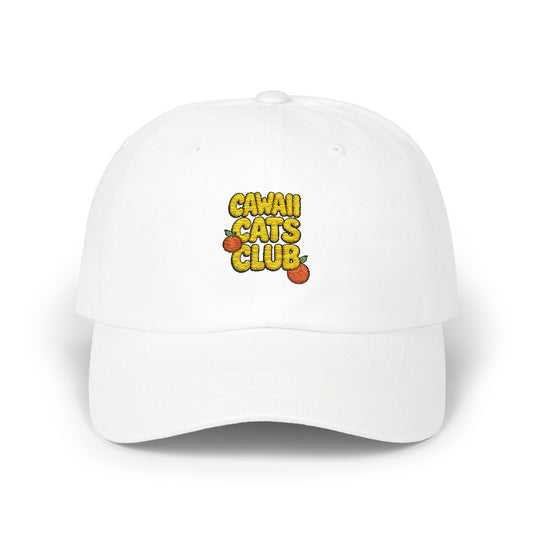 Cawaii Cats Club Classic Dad Cap - Trendy White Baseball Hat for Cat Lovers