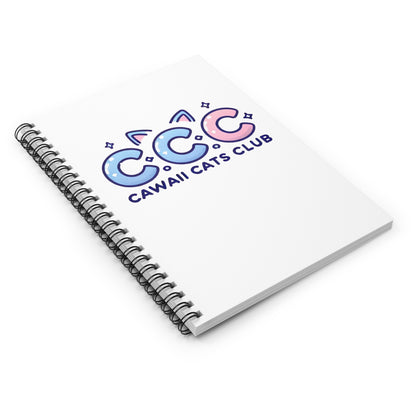 Cawaii Cats Club Spiral Notebook - Ruled Line, Cute Cat Design for Cat Lovers