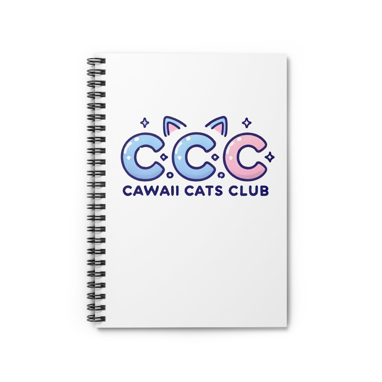 Cawaii Cats Club Spiral Notebook - Ruled Line, Cute Cat Design for Cat Lovers