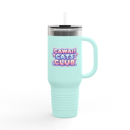 かわいい猫をテーマにした断熱トラベルマグ - 40オンス「Cawaii Cats Club」 