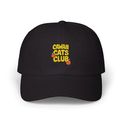 Cawaii Cats Club Classic Dad Cap - Trendy White Baseball Hat for Cat Lovers