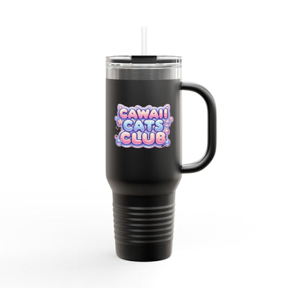 かわいい猫をテーマにした断熱トラベルマグ - 40オンス「Cawaii Cats Club」 