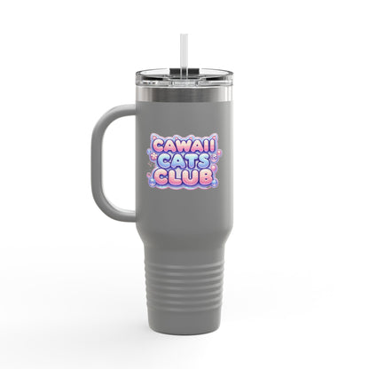 かわいい猫をテーマにした断熱トラベルマグ - 40オンス「Cawaii Cats Club」 