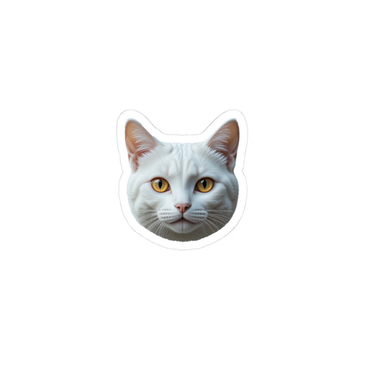 Adorable White Cat Kiss-Cut Stickers - Perfect for Cat Lovers and Pet Enthusiasts