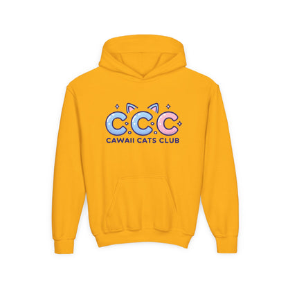 Cawaii Cats Club Youth Hoodie - Cute Cat-Themed Sweatshirt for Kids