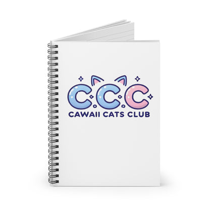 Cawaii Cats Club Spiral Notebook - Ruled Line, Cute Cat Design for Cat Lovers